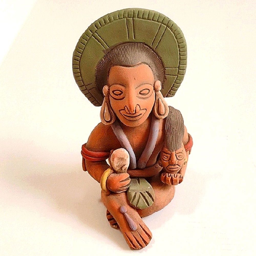 Terracotta Clay Figurine/Statue Aztec/Inca/Mayan Folk Art. Vintage,Handcrafted.